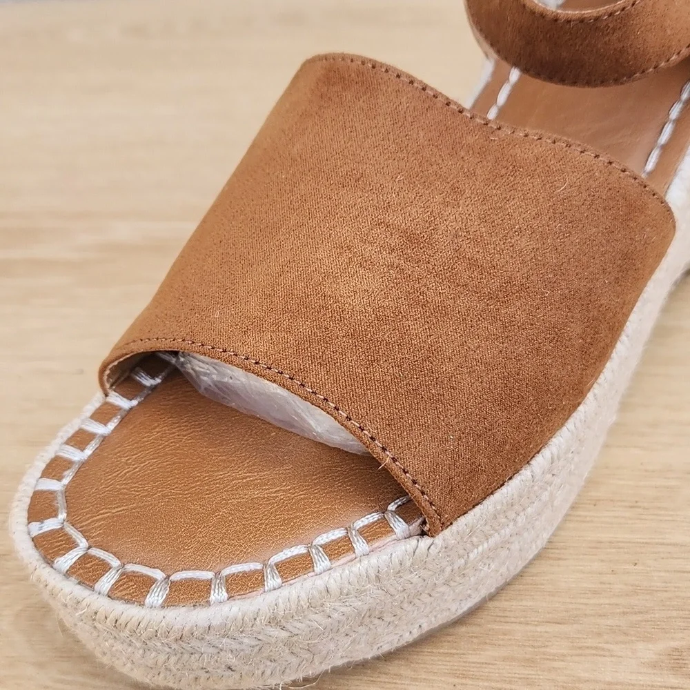 Seychelles Cognac Brown Espadrille Platform Sandals Size 9.5 NWOT